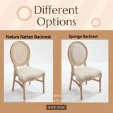 French Country Dining Chairs Set of 2, Upholstered Chairs with Round Back, Wire drawing and carving W3426P324205