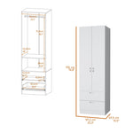 ZUN Tall Mayer Wardrobe in Melamine with Two Doors and Two Drawers B128P203060