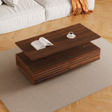 Modern Walnut Rectangular LED Lights Coffee Table with 2 drawers in 47.2" N735P250962D