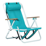 Folding Beach Chair, 4 Position Portable Backpack Foldable Camping Chair with Headrest Cup Holder 12278204