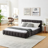 Queen Size Upholstered Bed ,comfortable upholstered bed frame, Chenille fabric, with headboard and W487P235286