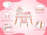 2-in-1 Kids Vanity Table Set with Detachable Mirror, Pink Dressing Table with Storage Shelf & 61595807