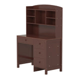 Vintage 40'' Home Executive Desk and Upholstered Chair Set with Bookshelf, Computer Desk with Four N733P272894P