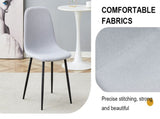 Comfortable Linen-Cotton Dining Chair Set - Six Pieces in Light Gray.Integrated Seat and W1151P228096