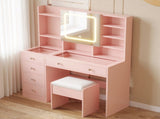 LED Tri-Color Lighting Dressing Table Set Particleboard Textured Melamine Finish Dressing Table 46574011