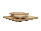 3-Piece Modular Stacking Coffee Table Natural Wood Look, Mordern MDF Table front of the Sofa, W2582P451418