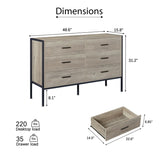 Wood Dresser with 6 Drawers, Wooden Storage Closet for Bedroom, Solid Clothes Cabinet with Sturdy W1820P145379