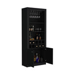 ZUN Nero 74-Inch Tall Bar Cabinet 4-Tier Modern Bar Cabinet with Glass Holder Stemware Rack, Wine B200P188833