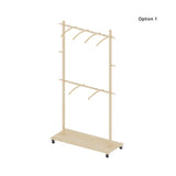 Solid Wood Modern Clothes Rack with 6 Wooden Hangers, Space-Saving Design, Adjustable Shelf, and W773P227474