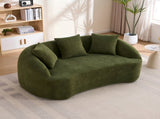 LY-049S Curved Modern Boneless Sofa Loveseat, Backrest Upgrade, 2-Seater Green Chenille Compression W2231P402441