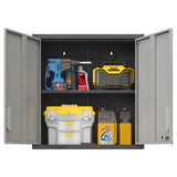 ZUN Metal Wall-Mounted Tool Storage Cabinet with Locking Door and 1 Shelf 1 Opened Drawer for Garage 10688530