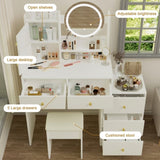 Fashion Vanity Desk with Mirror Lights for Makeup Cushioned Chair, Vanity Mirror with Lights W2699P214617