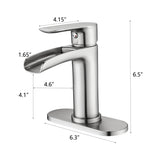 Waterfall Bathroom Faucet Single Handle Bathroom Sink Faucets 1 or 3 Hole Solid Vanity Faucet with W1224P225010