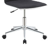 Black and Chrome Armless Office Chair with Casters B062P153794