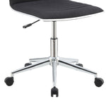 ZUN Black and Chrome Armless Office Chair with Casters B062P153794