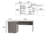 L-Shaped Desk, Keyboard Tray, Two Drawers, One Open Shelf, Light Gray B097133036