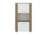 Kasaan Bookcase with Upper and Lower Doors, Open Display Shelves and Vertical Storage Design, B097P474311