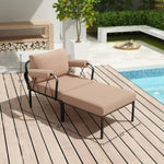 ZUN ACME Rajni Patio-Arm Chair, Pink Fabric & Black Finish OT01766