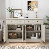 Vintage White Sideboard with Two Drawers and Four Doors for Living Room, Bedroom, and Kitchen, Room W757P234599