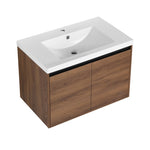 ZUN LEVISTAR Brown 30 Inch Bathroom Vanity with resin Countertop Sink, 2 Doors Bathroom Cabinet Set W1972P165046