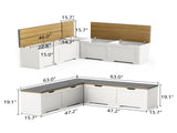 3-Piece L-Shaped Multi-Functional Storage Bench with Cushion, serving as a kitchen corner bench, toy 79767688