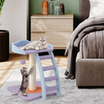 ZUN 2 storey cat tree, cat climbing frame, plush cat tower with ladder shape 32799194