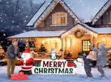 9.8 Ft Wide Lighted Santa and Snowman Christmas Inflatable with Merry Christmas Sign 93990105