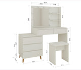 LED Lighted Makeup Vanity Table with Mirror - White Beauty Station with Storage Drawers, Matching W2139P306365