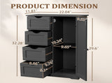 Black MDF with melamine veneer, 56*30*80cm, 4 drawers, 1 door, bathroom vanity 56634928