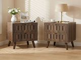 Medieval-style modern double-drawer bedside table with solid wood legs, bedside table, W1706P465285
