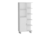 Mott 63" H Linen Bathroom Cabinet with Seven Open Shelves, One Drawer and four legs,White B097P167431