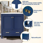 ZUN 30" Blue Bathroom Vanity Single Sink, Combo Cabinet Undermount Sink, Bathroom Storage Cabinet 89172432