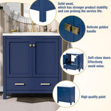 ZUN 30" Blue Bathroom Vanity Single Sink, Combo Cabinet Undermount Sink, Bathroom Storage Cabinet 89172432