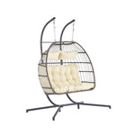 ZUN 2 Person Outdoor Rattan Hanging Chair Patio Wicker Egg Chair W87472176