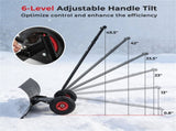 29" x 33" x 44" Blade Snow Shovel with Wheels, 6-Level Handle Tilt & 7-Level Blade Rotation Snow 09318987