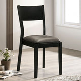 Set of 2 Padded Leatherette Dining Chairs in Black and Gray Finish B016P156572