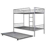 ZUN Twin-Over-Twin Metal Bunk Bed With Trundle,Can be Divided into two beds,No Box Spring needed ,White 47074765