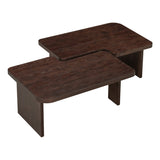 U-Can Modern Minimalist Coffee Table Set, Rectangle Coffee Table with Splicing Design, N724P232174P