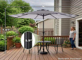 9 Ft Striped Outdoor Patio Umbrella with Tilt, Black and White 62497367