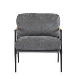 27.56" Modern Accent Chair with Plush Cushions, Minimalist Metal Frame, and Wooden Armrest Design N767P215306R
