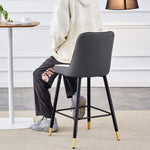 ZUN Modern Two-Tone PU Bar Stool -White and Gray spliced chairs With Gold Decorated Legs.White and W1151P211969