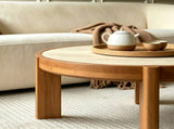 31.5" Round Coffee Table, Solid Wood Frame Coffee Table with Sintered Stone Tabletop, MidCentury W3158P534694