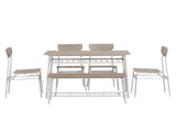 6-Piece Modern Dining Set for Home, Kitchen, Dining Room with Storage Racks, Rectangular Table, 53776053
