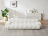 87.4-inch Cloud Series Minimalist Button-Tufted Square Arm Three-Seater Sofa, Chenille Sofa, W3505P383948