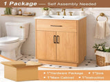 24-Inch Bathroom Vanity with Ceramic Sink, Soft-Close Doors, Modern Traditional Bathroom N729P517639N
