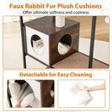 Stylish Wood-Metal Cat Tree - 33 lbs Per Layer Capacity, 2 Private Condos 2 Relaxation Platforms, 00410945