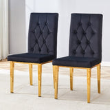2 piece dining chairs.The gold metal legs complement the black velvet, showcasing a perfect blend of W1151131994