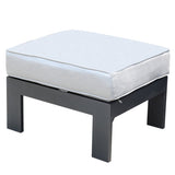 Patio Indoor Outdoor Aluminum Ottoman Footstool with Cushion, Powdered Pewter B01051501