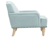 Modern Accent Chair with Retro Wooden Legs & Nailhead Trim, Small Fabric Club Chair, Comfy W3042P262915