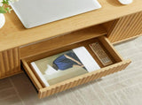 46.5"modern luxury oval coffee table with drawers and storage compartments, curved contour design, W1162P339120